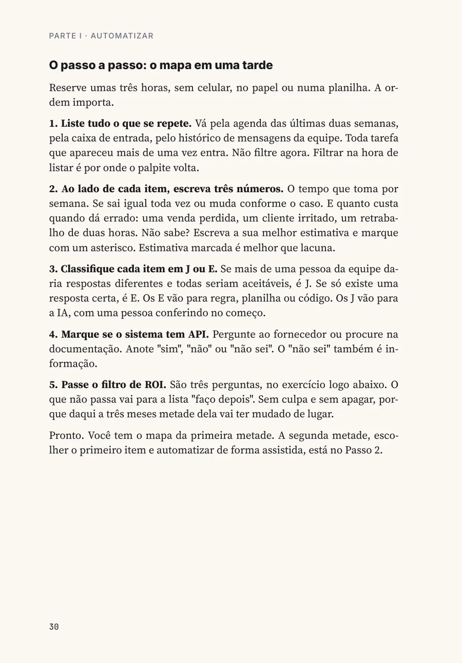 Página real do livro: O passo a passo, o mapa em uma tarde